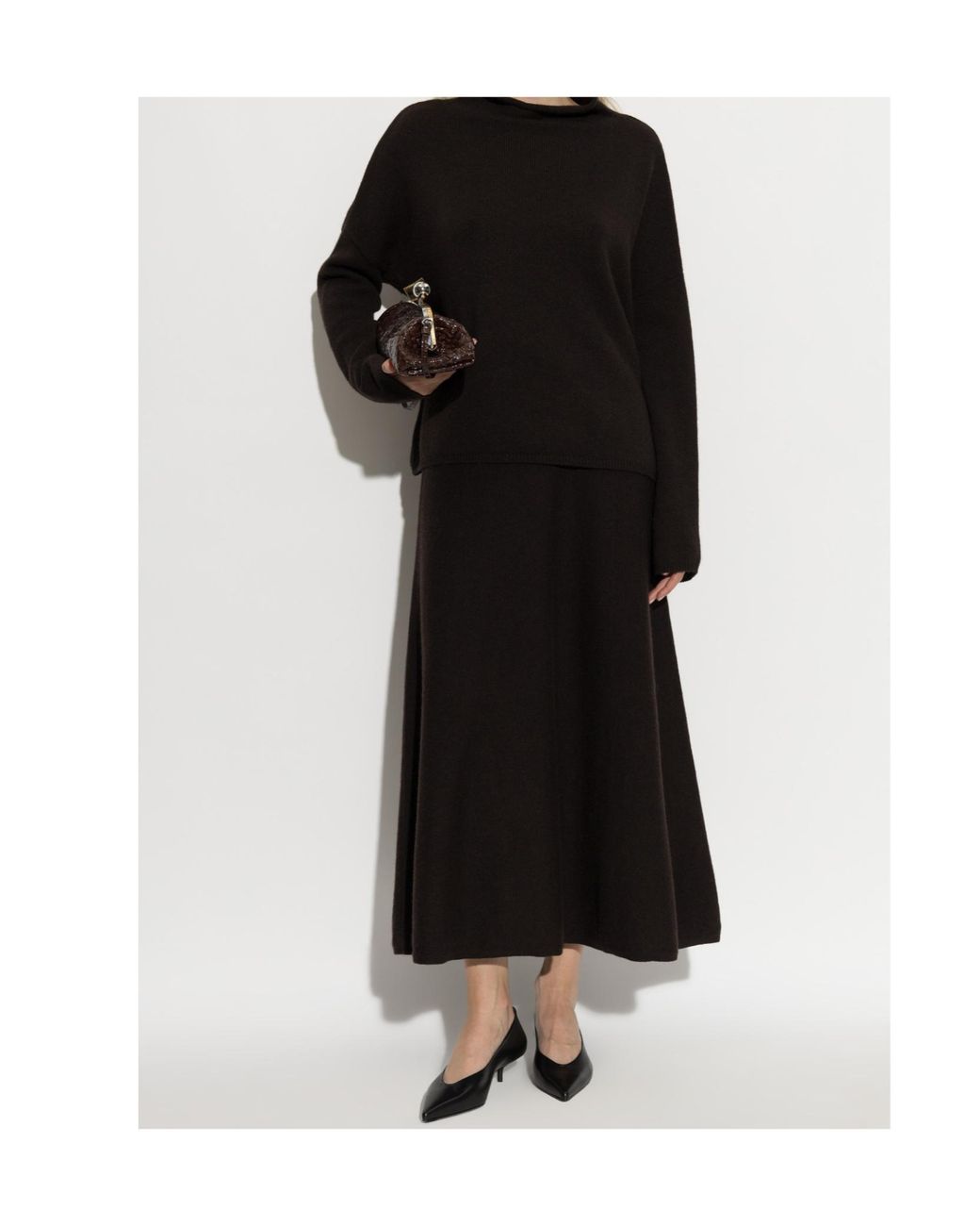 Lisa Yang Black Torie Knitted Midi Skirt