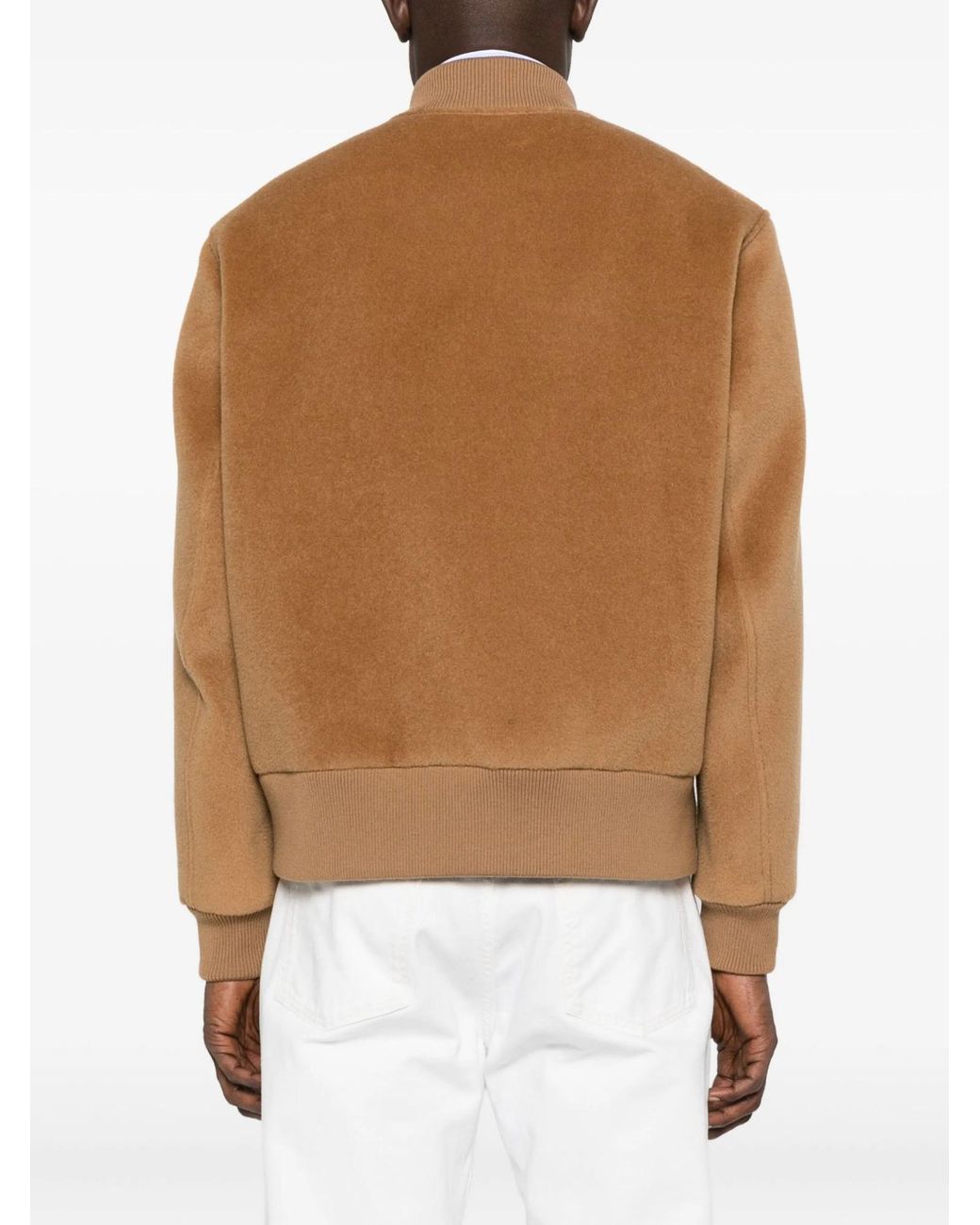 Lardini Brown Ribbed-Collar Wool Jacket for men