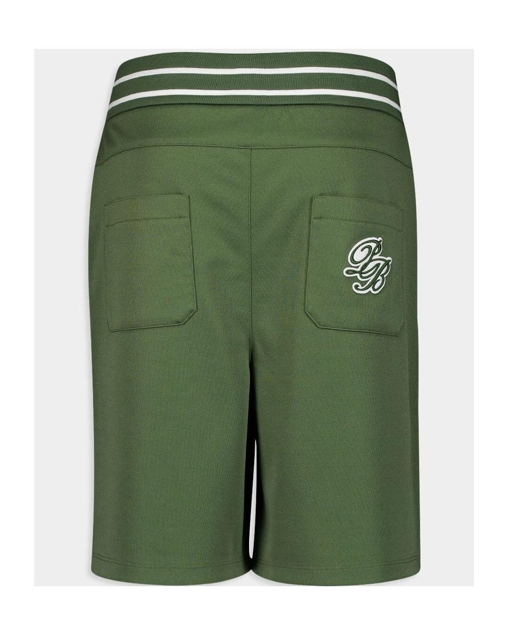 Balmain Green Logo-Print Drawstring Shorts for men