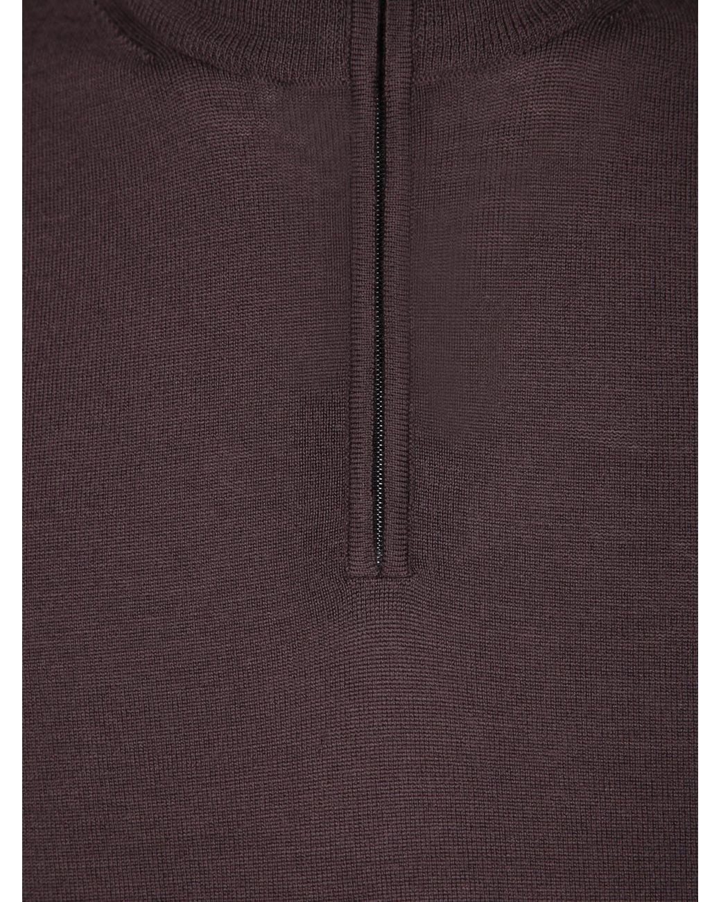 Canali Brown High Collar Zip Knitwear for men