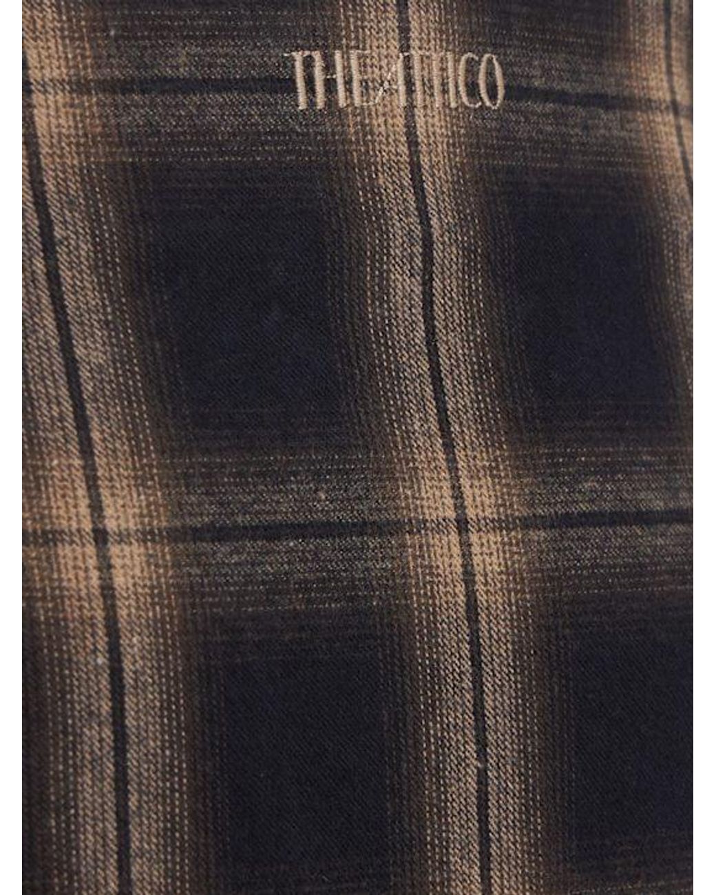 The Attico Black Checked Cotton Midi Skirt