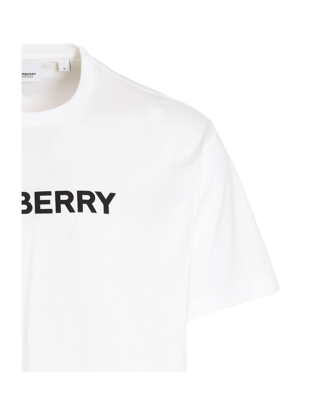 Burberry White Logo Printed Crewneck T-Shirt for men