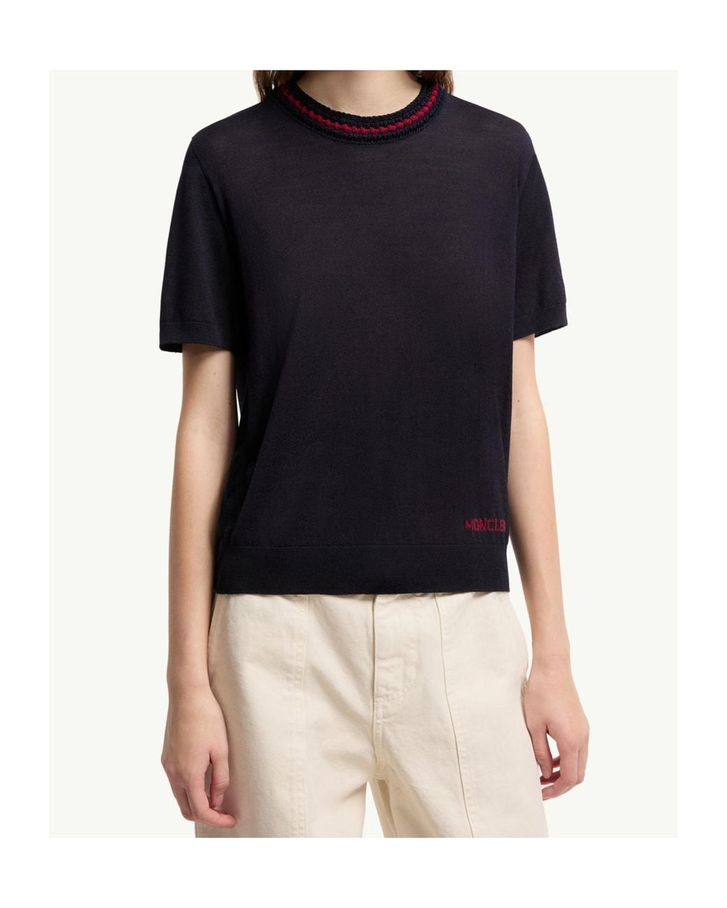 Moncler Blue Jacquard Logo Crewneck Jumper