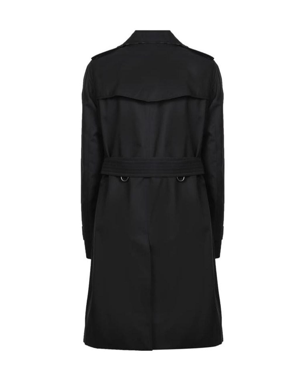 Burberry Black Kensington Heritage Double Breasted Coat