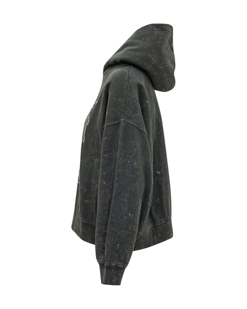 Ganni Black Isoli Cropped Printed Hoodie