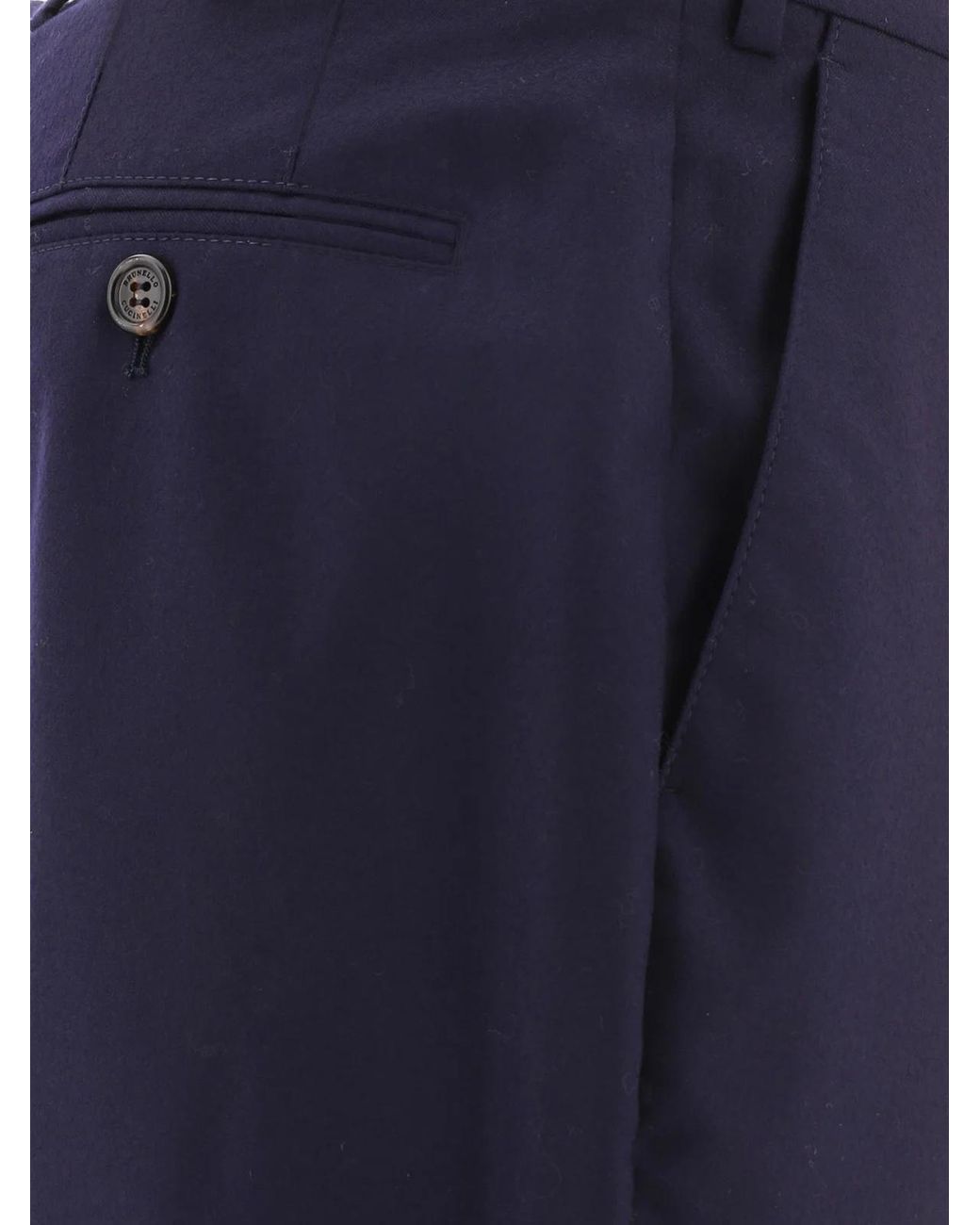 Brunello Cucinelli Blue Mid-Rise Tailored Trousers for men