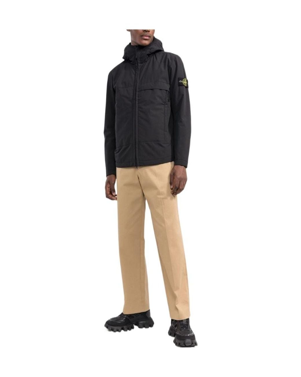 Stone Island Black Logo Hooded Jacket for men