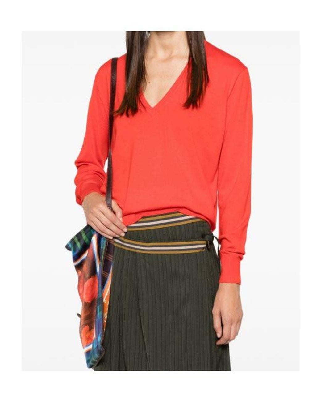 Dries Van Noten Red Long-Sleeved Pullover