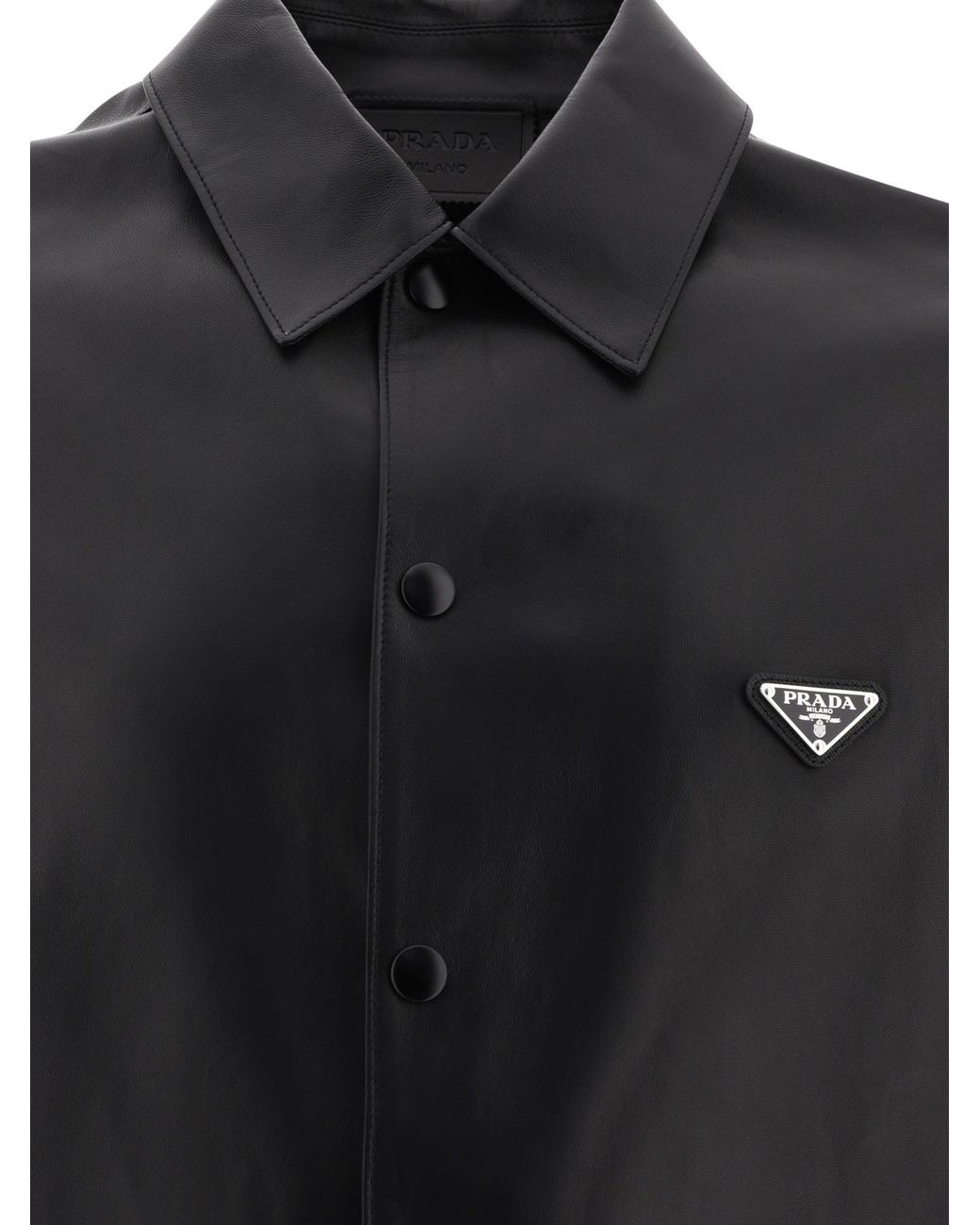 Prada Black Nappa Leather Shirt for men