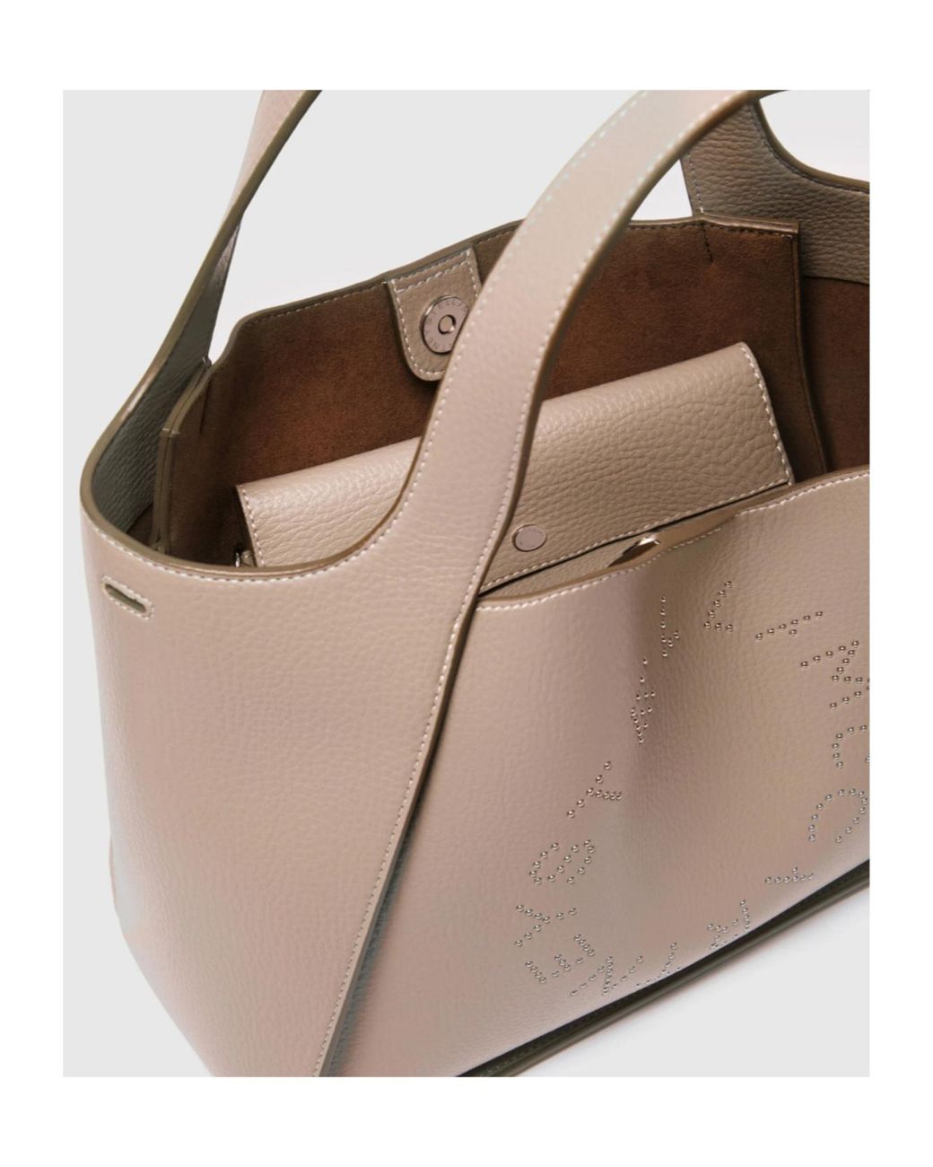 Stella McCartney Natural Logo Detailed Top Handle Bag