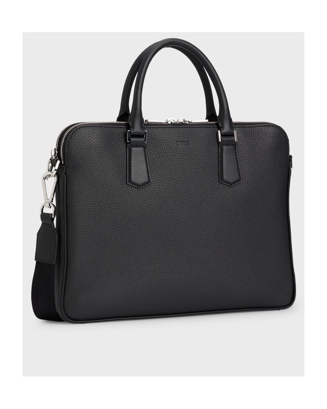Boss Black Leather Laptop Bag for men