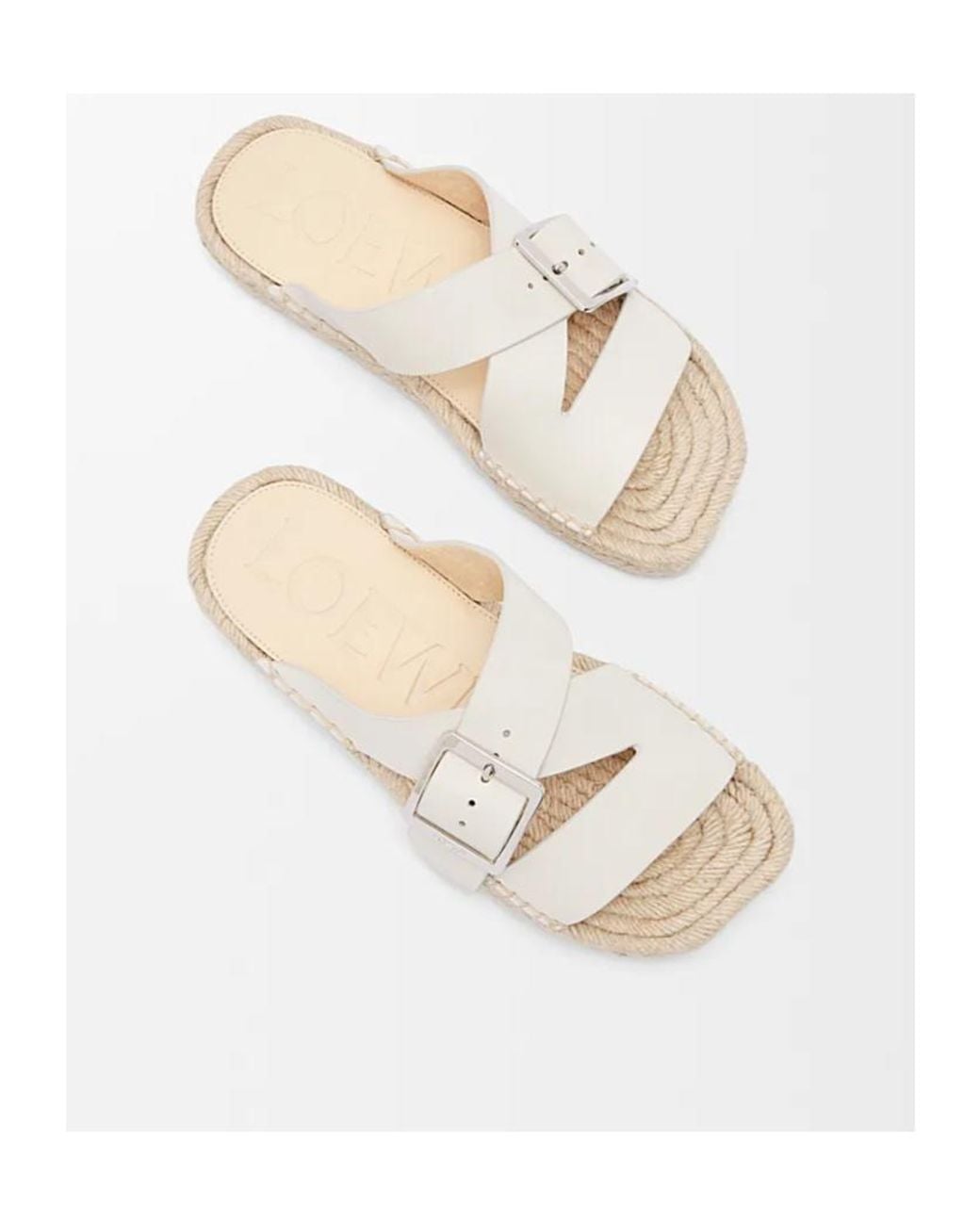 Loewe White Buckled Cross-Strap Flat Sandals