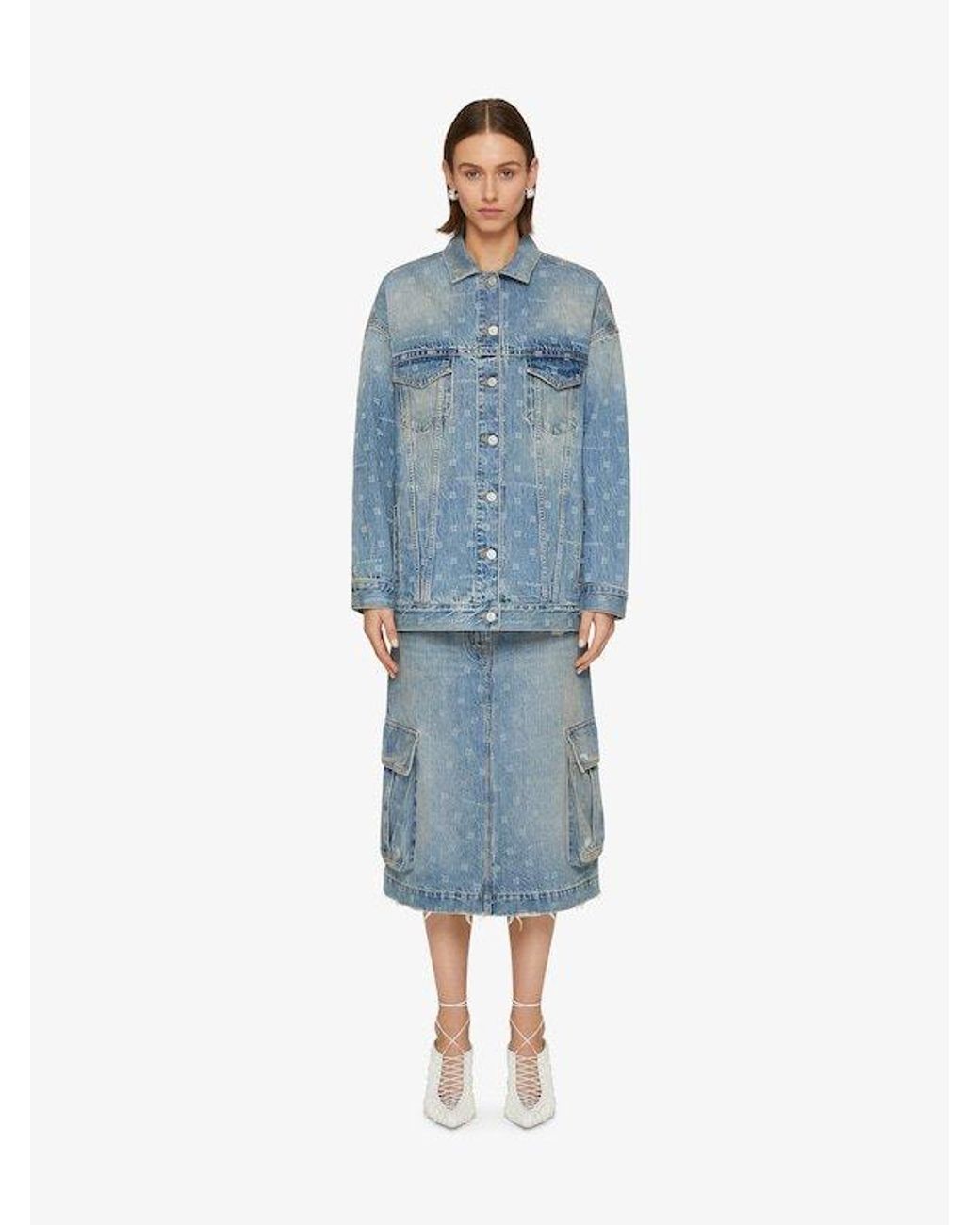 Givenchy Blue 4G Motif Denim Skirt