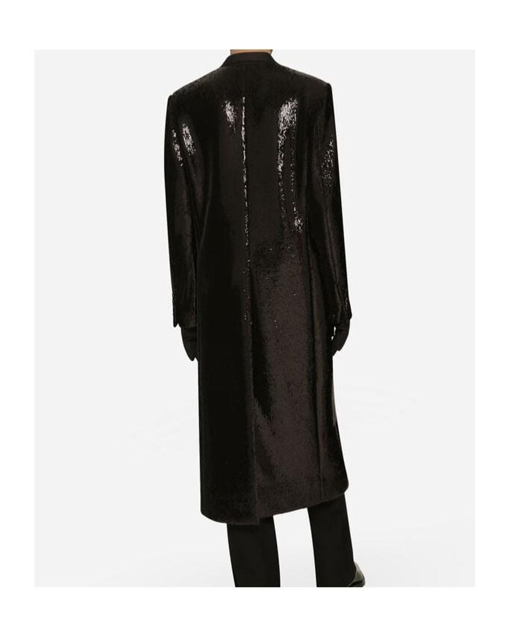 Dolce & Gabbana Black Sequined Double-Breasted Coat for men