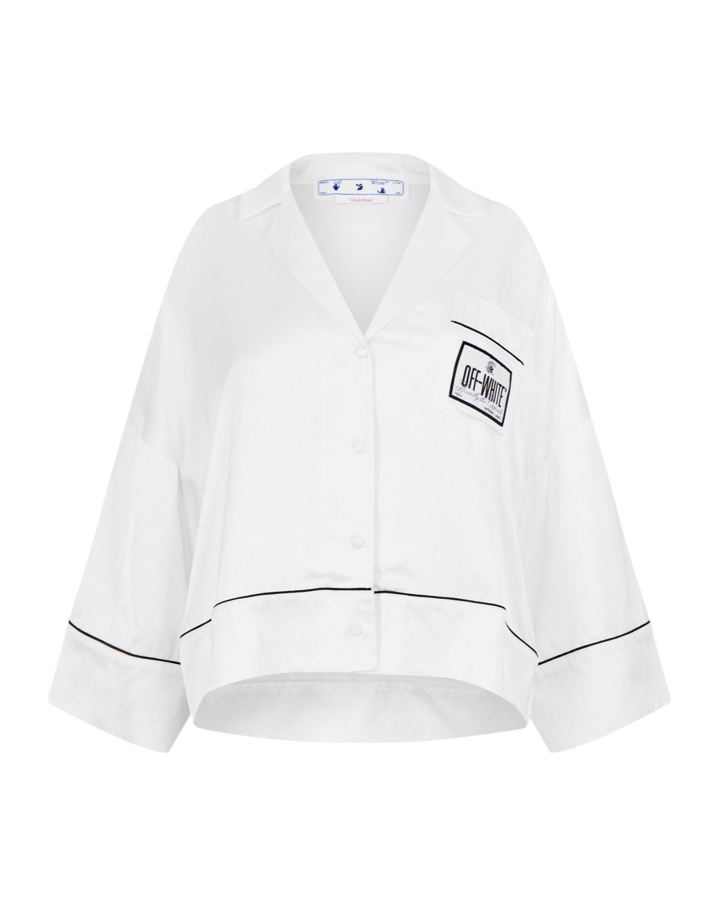 Off-White c/o Virgil Abloh White Satin Pyjama Crop Shirt