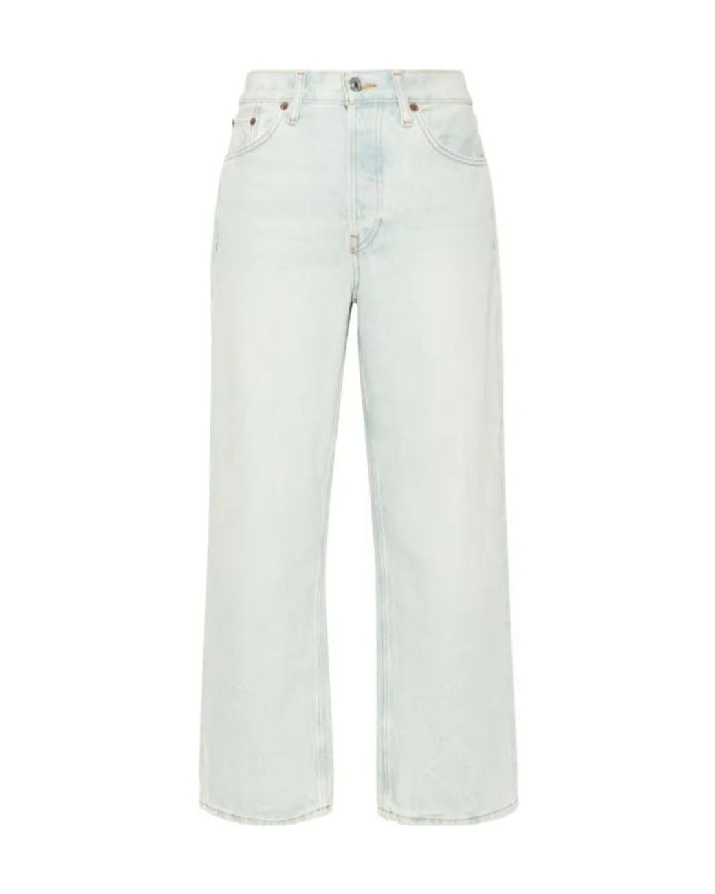 Re/done White Loose Crop Jeans