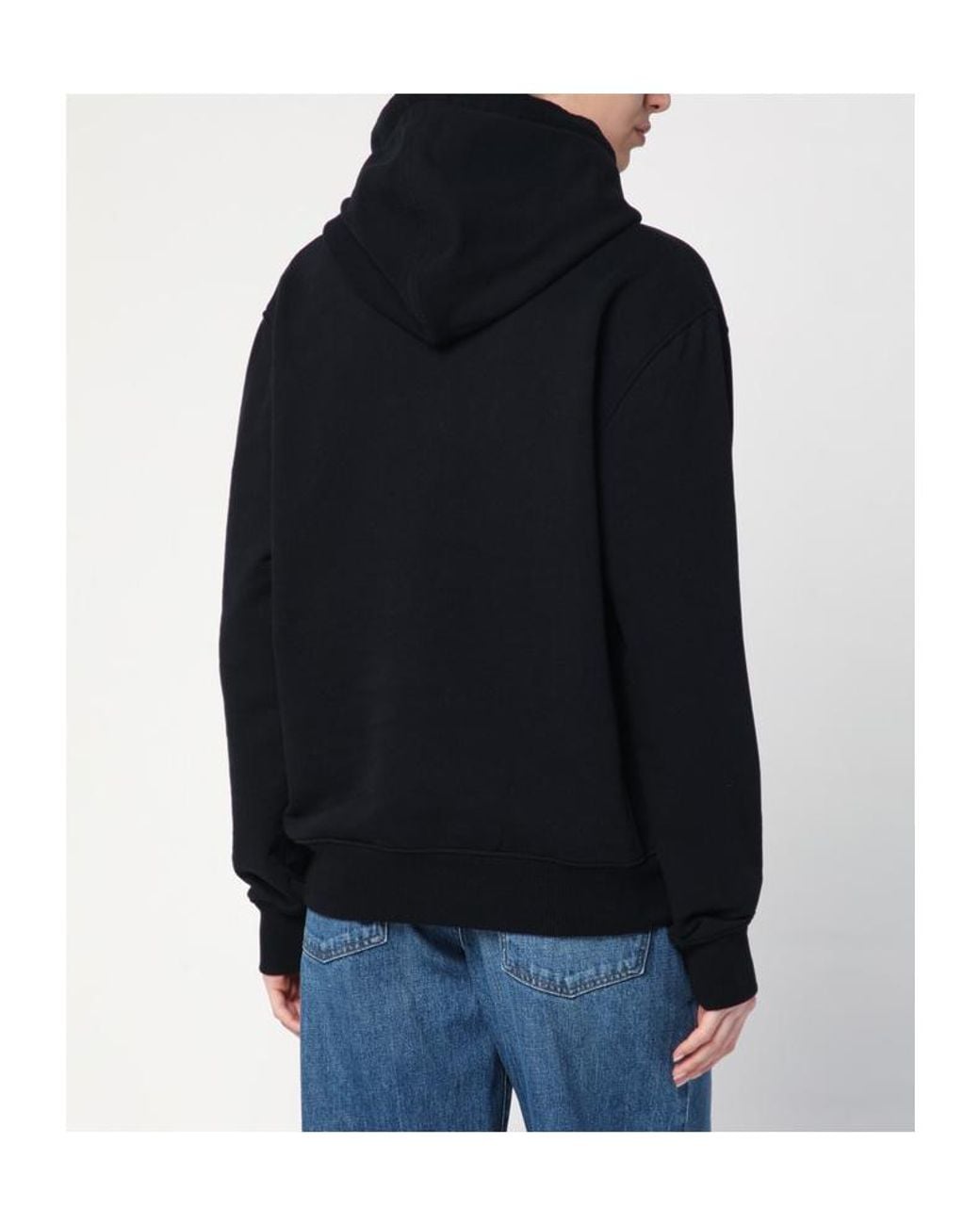 AMI Black Ami De Coeur-Embroidered Hoodie