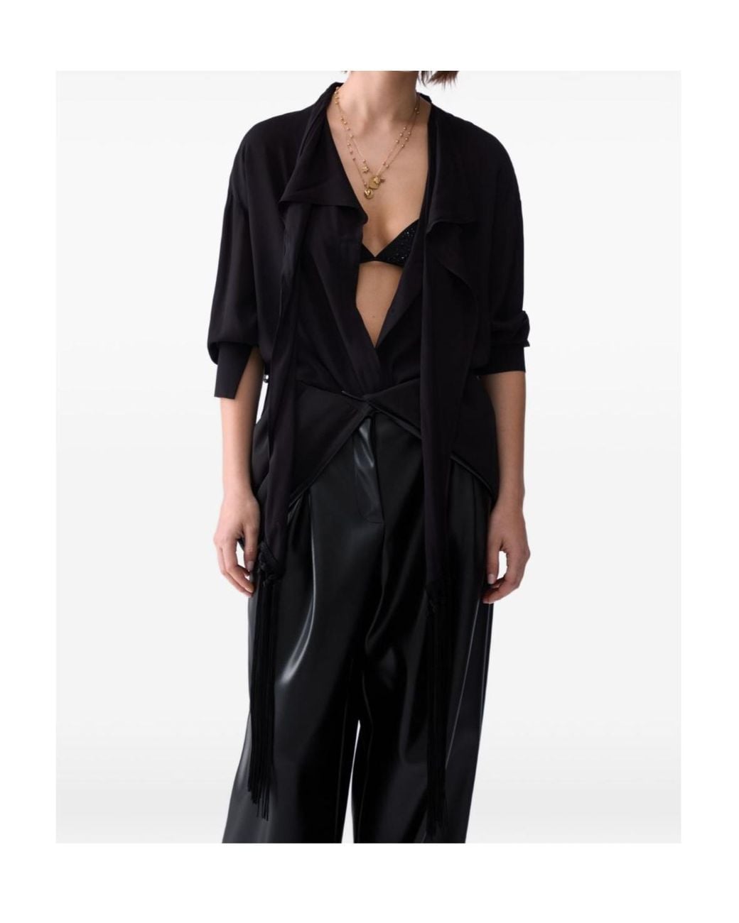 Liu Jo Black Shirt With Scarf