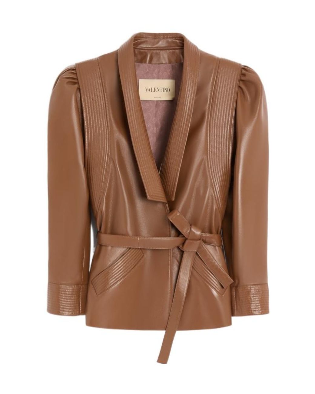 Valentino Brown Long-Sleeve Leather Jacket
