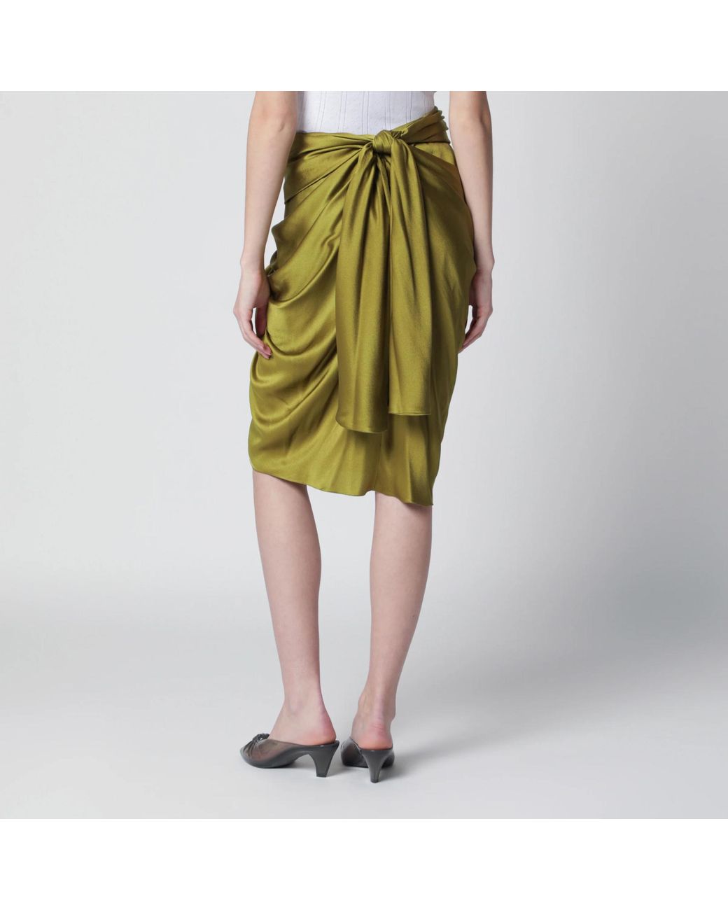 Chloé Green Draped Silk Skirt