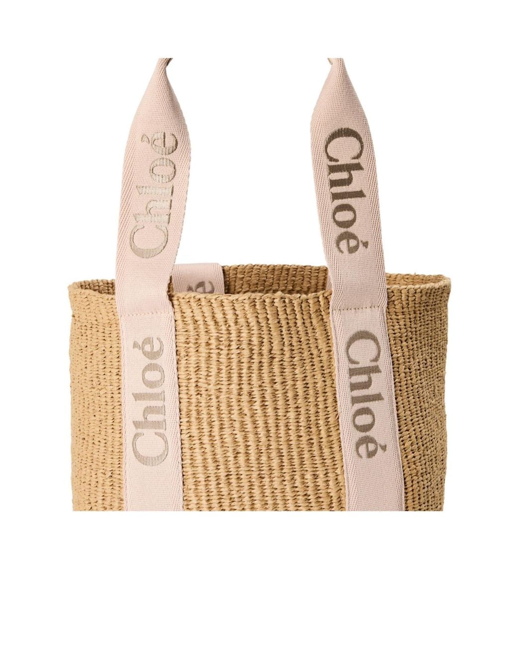 Chloé White Straw Tote Bag