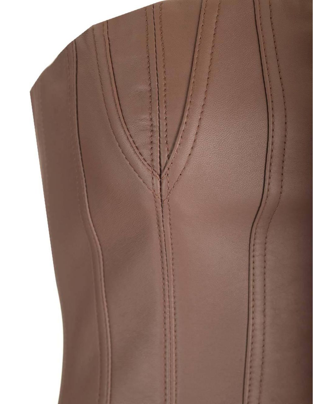 Amiri Brown Strapless Leather Busiter Top