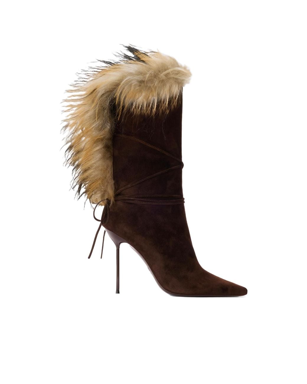 Paris Texas Brown Lidia Fur Ankle Boots