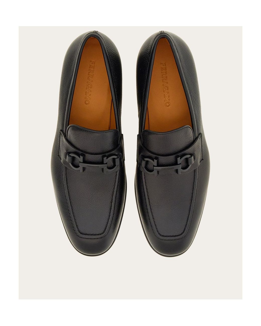 Ferragamo Black Ferragamo Gancini-Buckle Slip-On Loafers for men