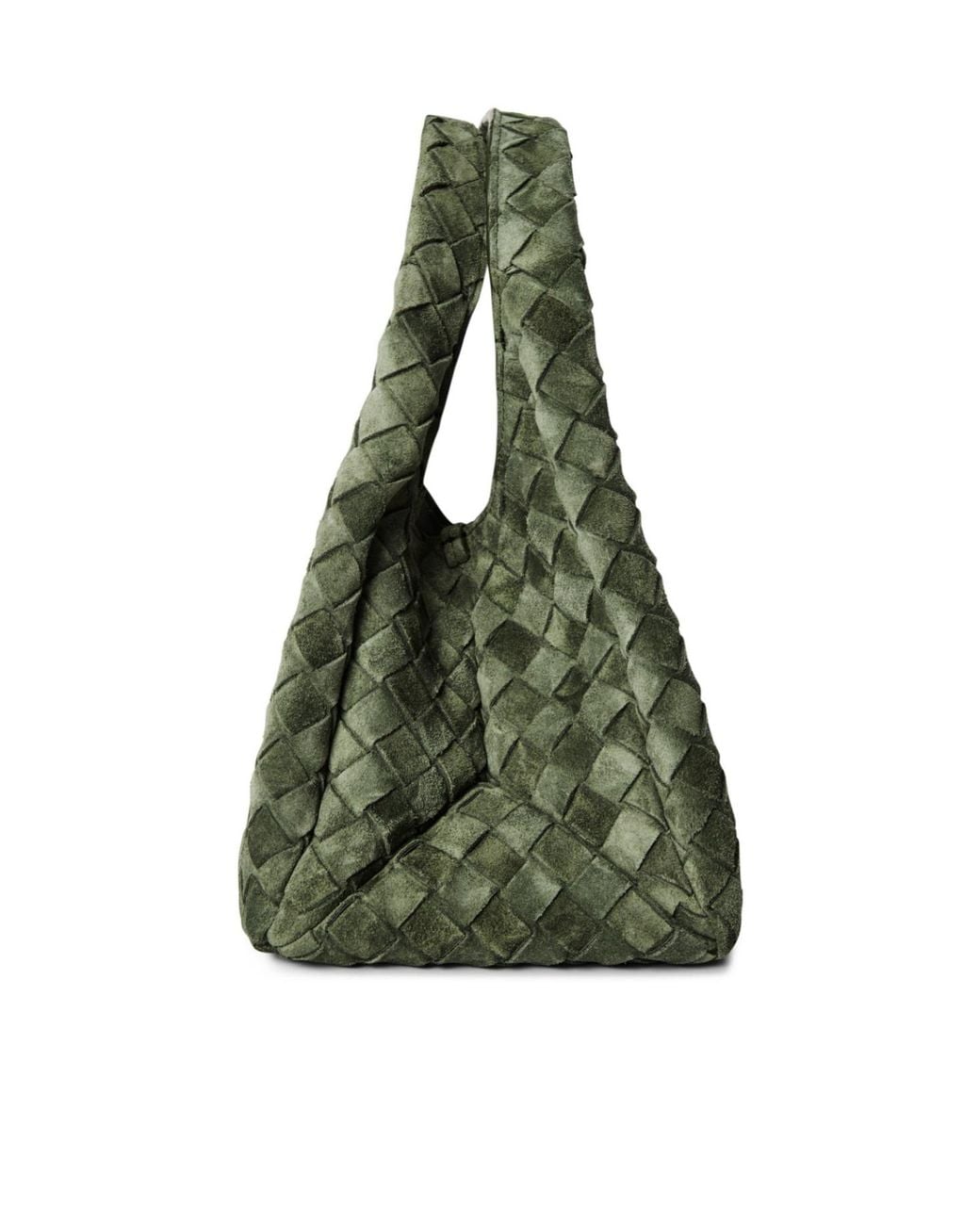 Bottega Veneta Green Military Suede Woven Handbag