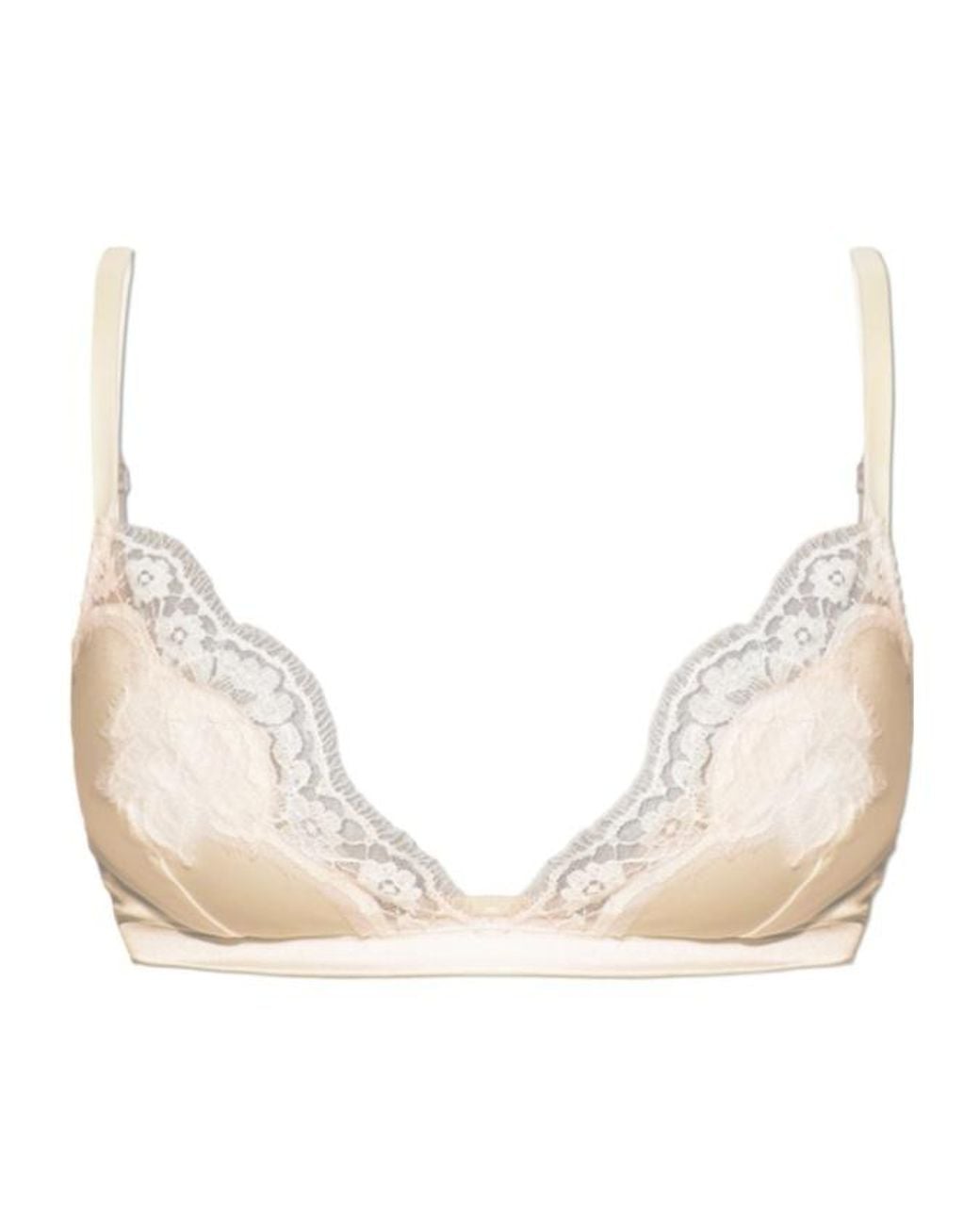Dolce & Gabbana Natural Lace-Appliqué Silk-Blend Triangle Bra
