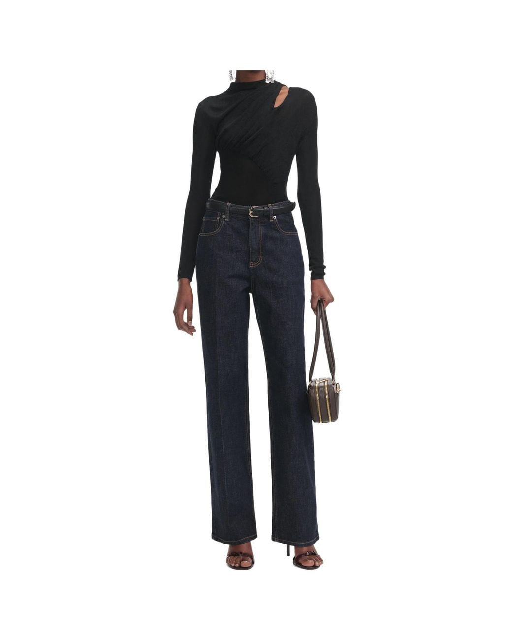 Self-Portrait Black Cut Out Knit Top
