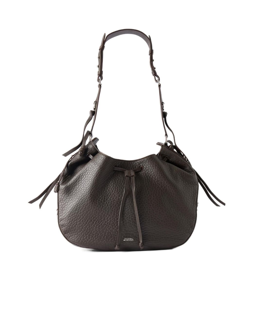 Isabel Marant Black Tassel Textured Leather Shoulder Bag