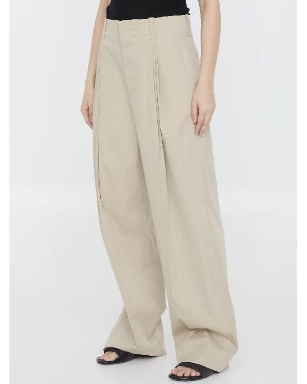 Bottega Veneta White Pleated Detail Tailored Trousers