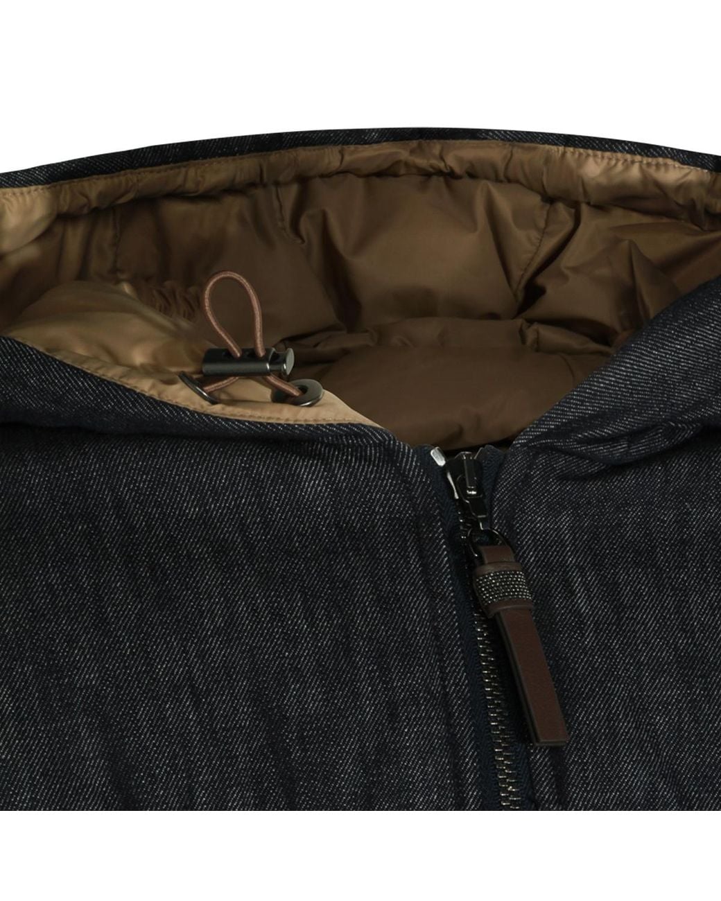 Brunello Cucinelli Blue Zip-Up Hooded Jacket