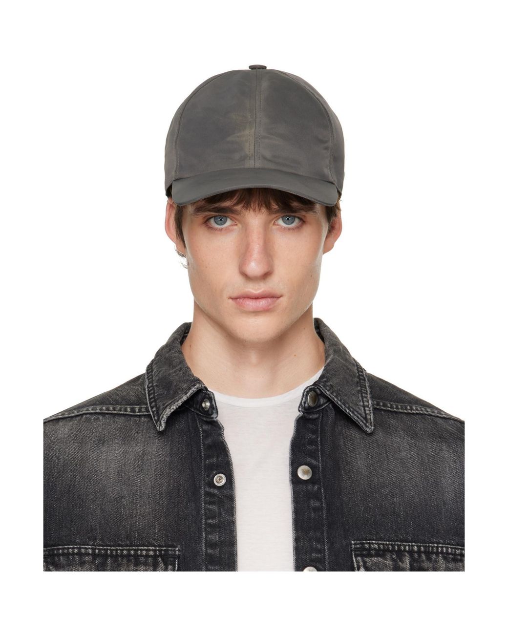 Rick Owens Gray Curved Visor Baseball Hat for men