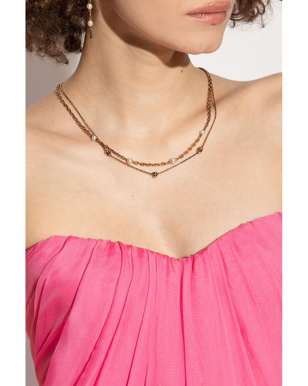 McQueen White Skull Detailed Necklace