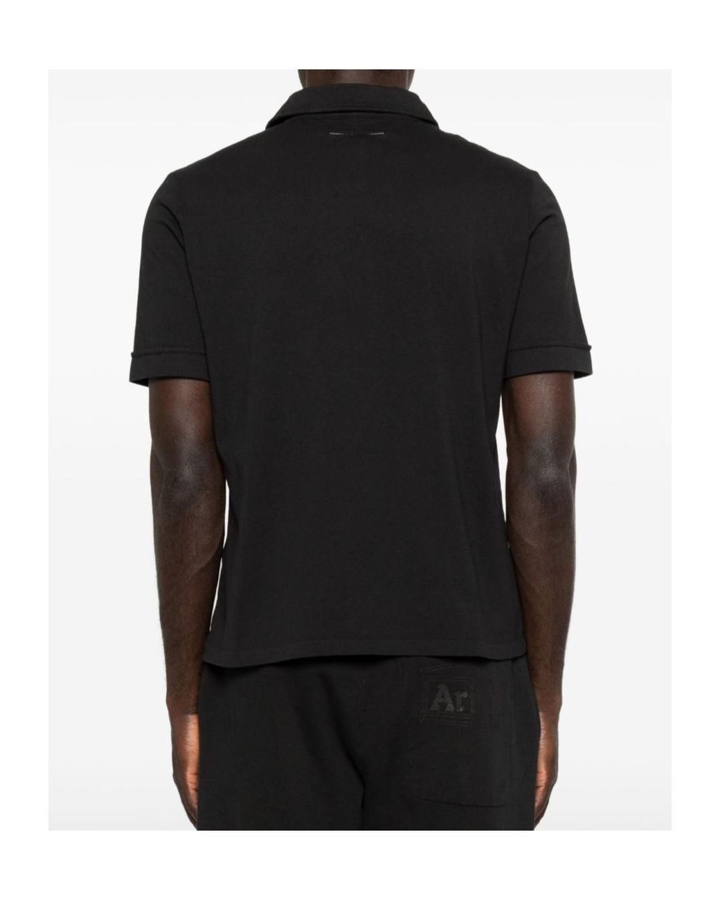MM6 by Maison Margiela Black Logo-Embroidered Polo Shirt for men