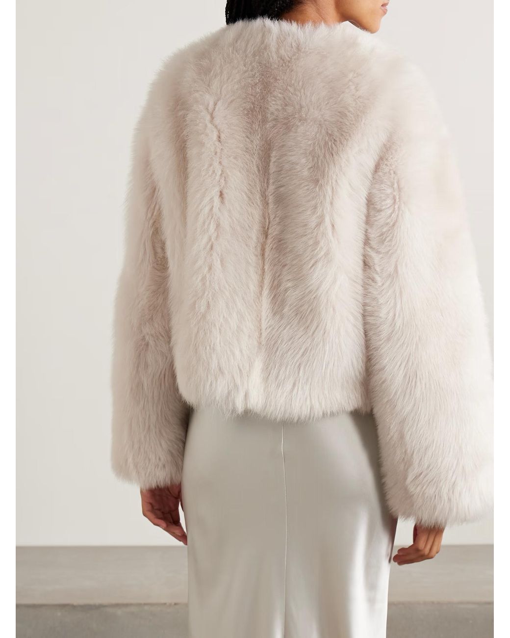Nili Lotan White Elan Short Fur Coat