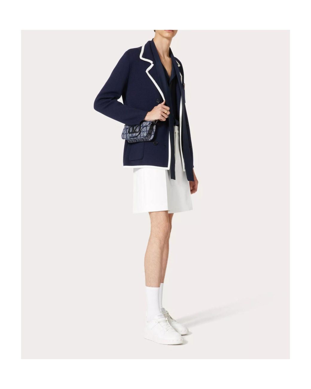 Valentino Blue Vgold Double-Breasted Straight Hem Jacket for men