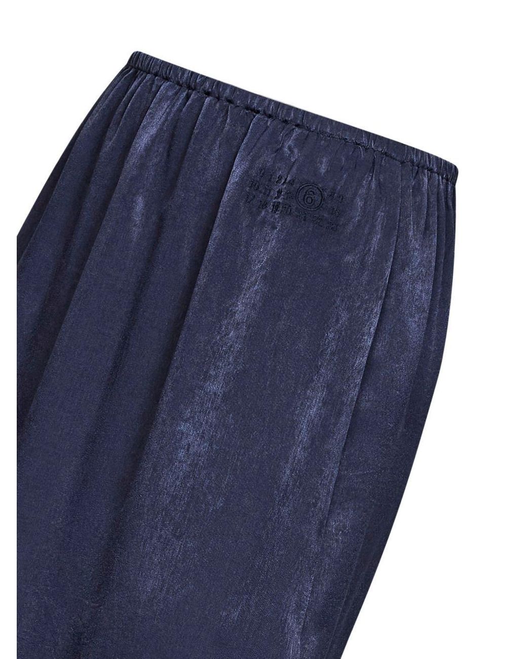 MM6 by Maison Margiela Blue Logo Printed Buttoned Midi Skirt