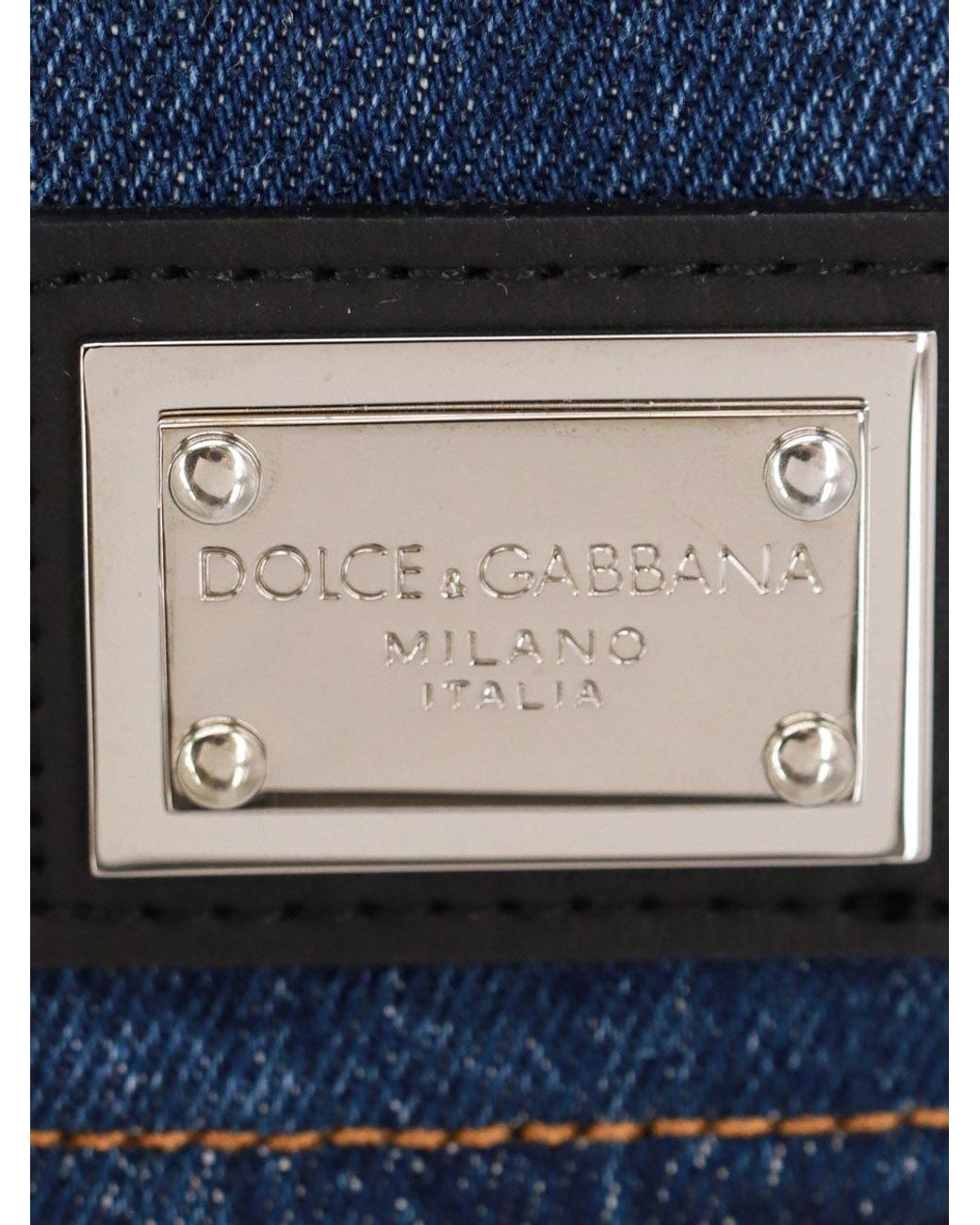 Dolce & Gabbana Blue Logo Plaque Denim Bustier Top