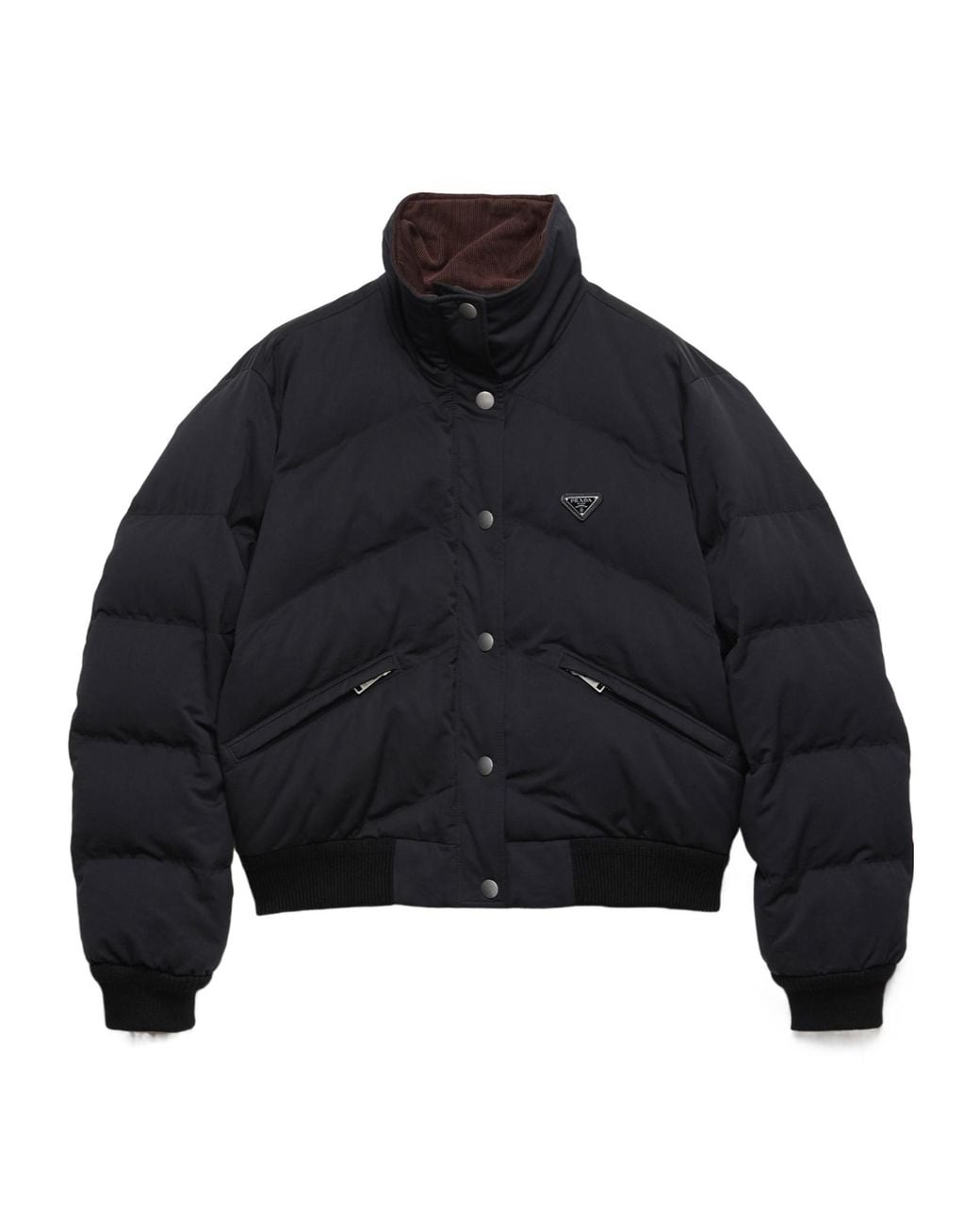 Prada Blue Cropped Compact Poplin Down Jacket