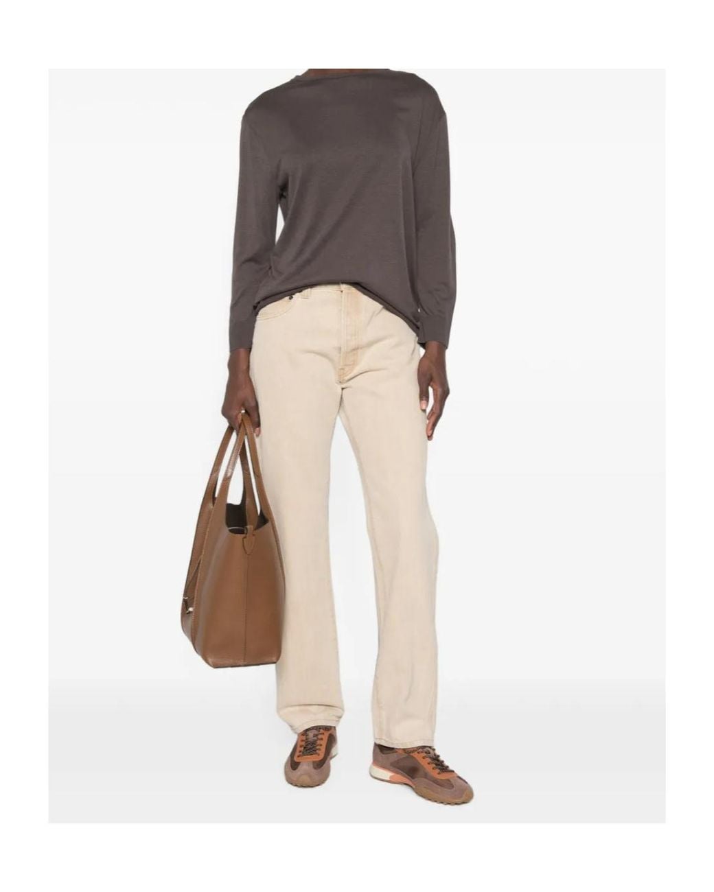 Herno Brown Crew-Neck Long-Sleeve Top