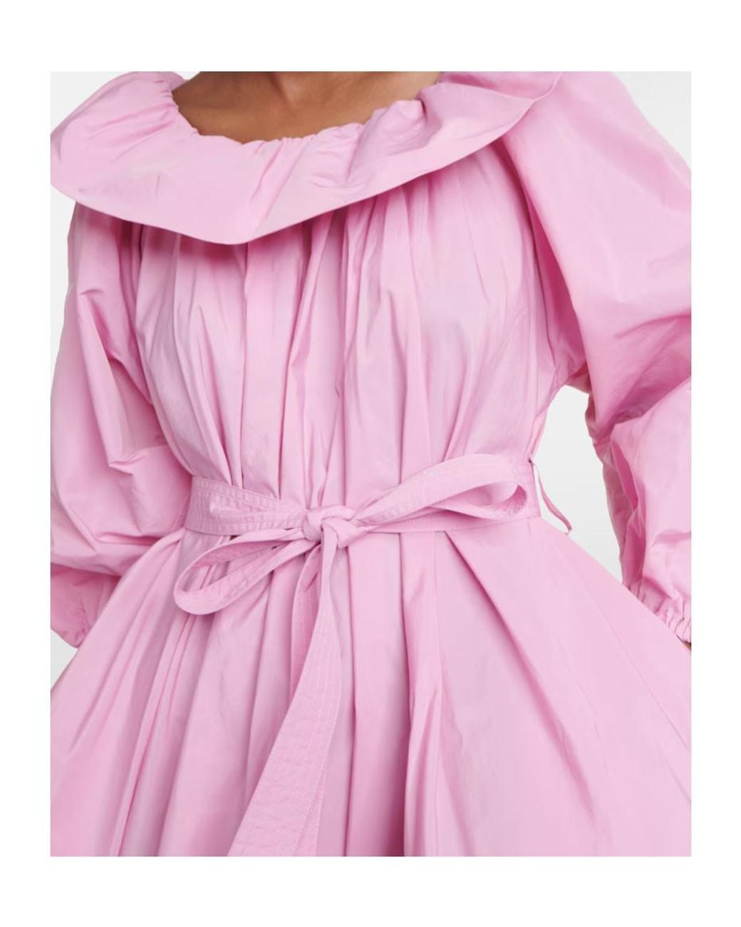 Patou Pink Off-The-Shoulder Long-Sleeved Dress