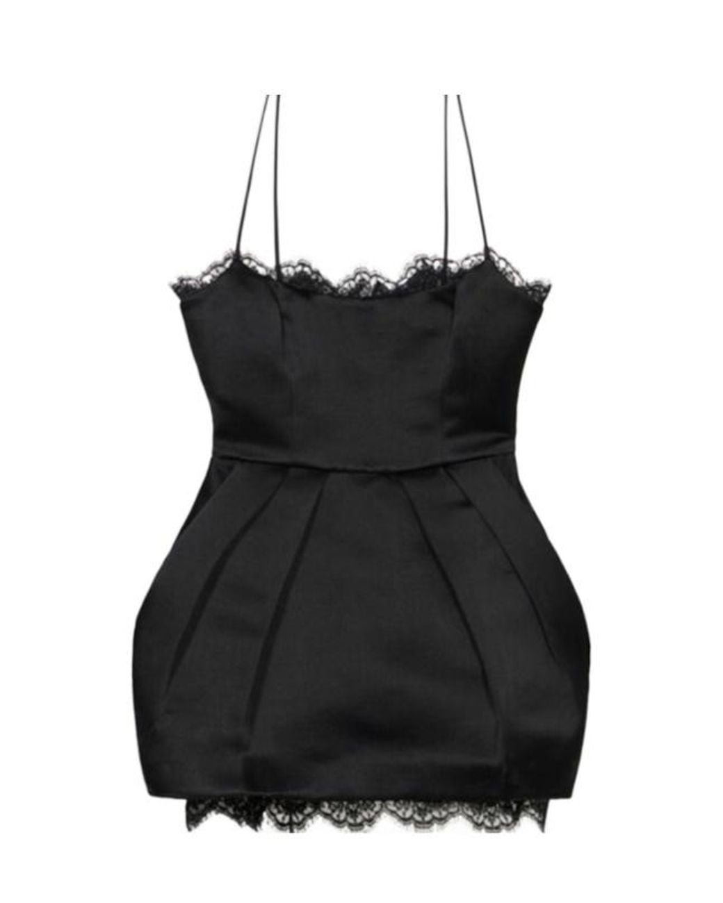 Blumarine Black Lace-Trim Balloon Mini Dress