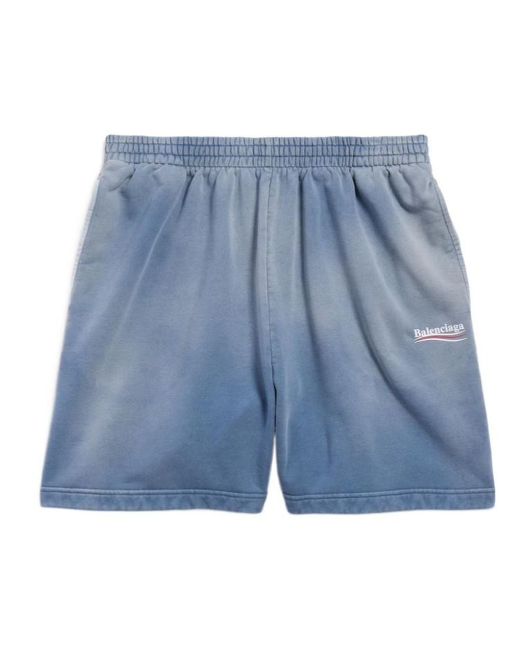 Balenciaga Blue Faded Political Campaign Sweat Shorts for men