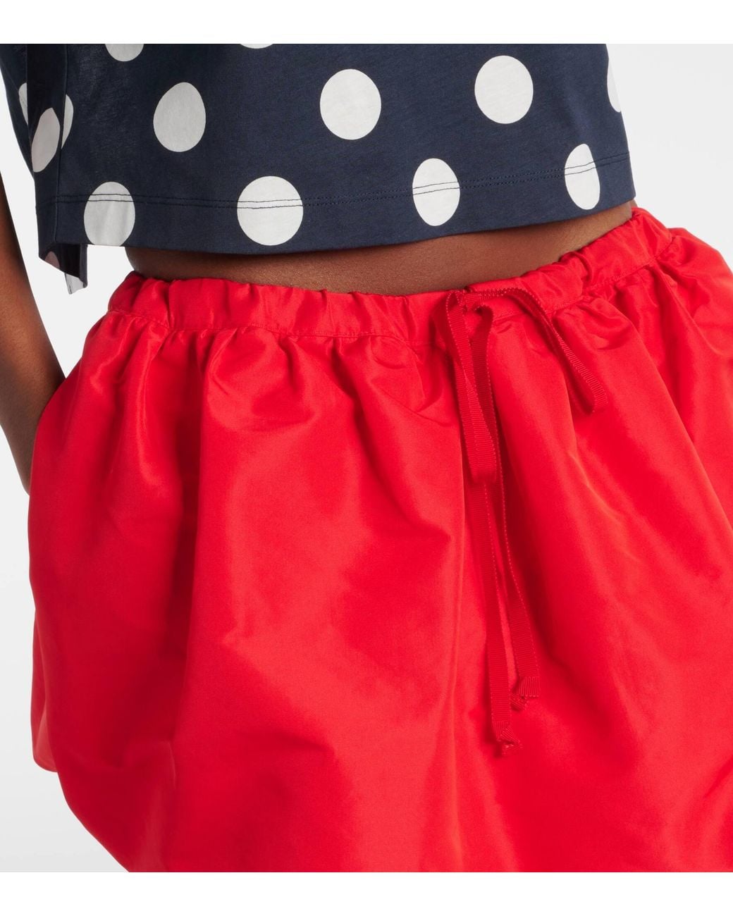 Patou Red Drawstring Mini Skirt