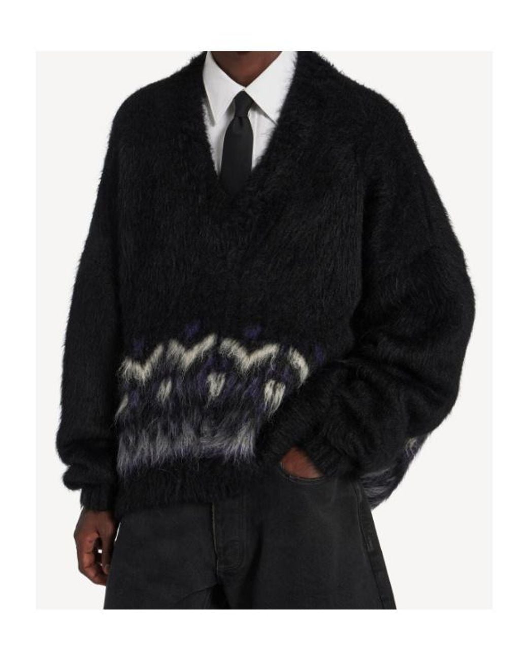 Balenciaga Black V-Neck Oversized Jumper for men