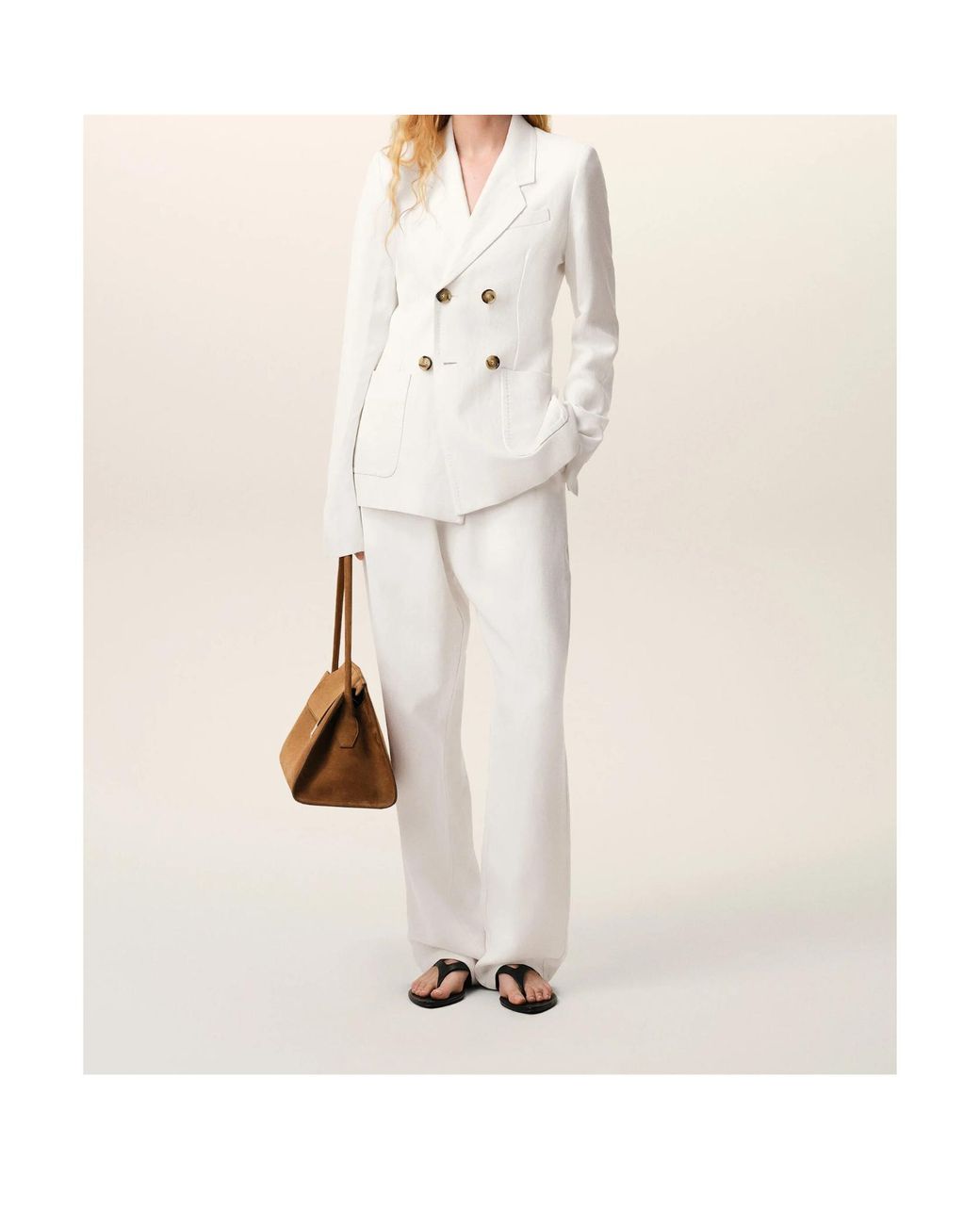 AMI White Ami Double Breasted V-Neck Blazer