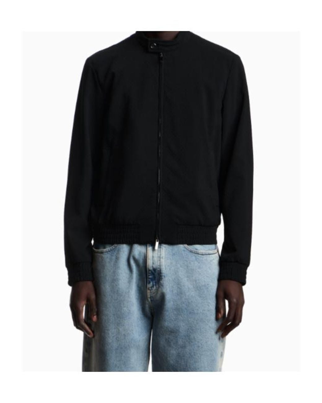 Emporio Armani Blue Icon Textured Light Wool Blouson for men